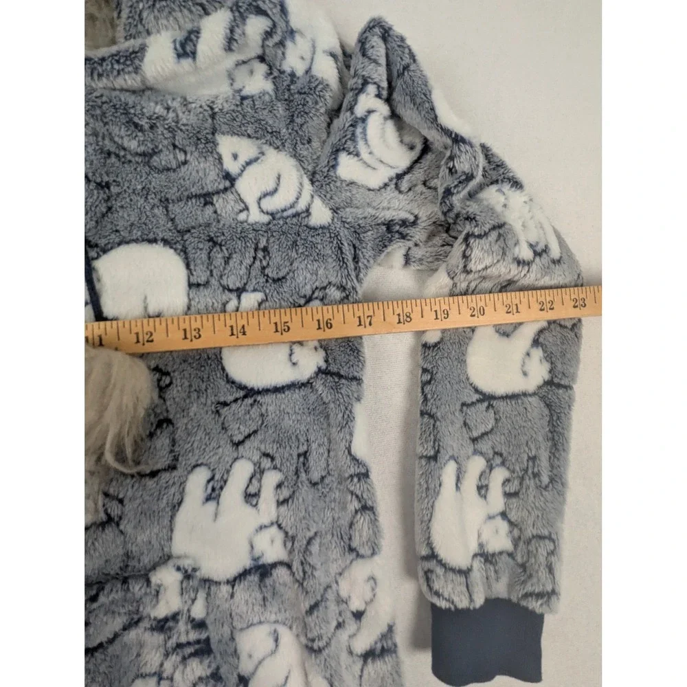 Hooded Pajamas Kids 4-6 Polar Bear Fleece Suit Secret Treasures Blue Faux Fur